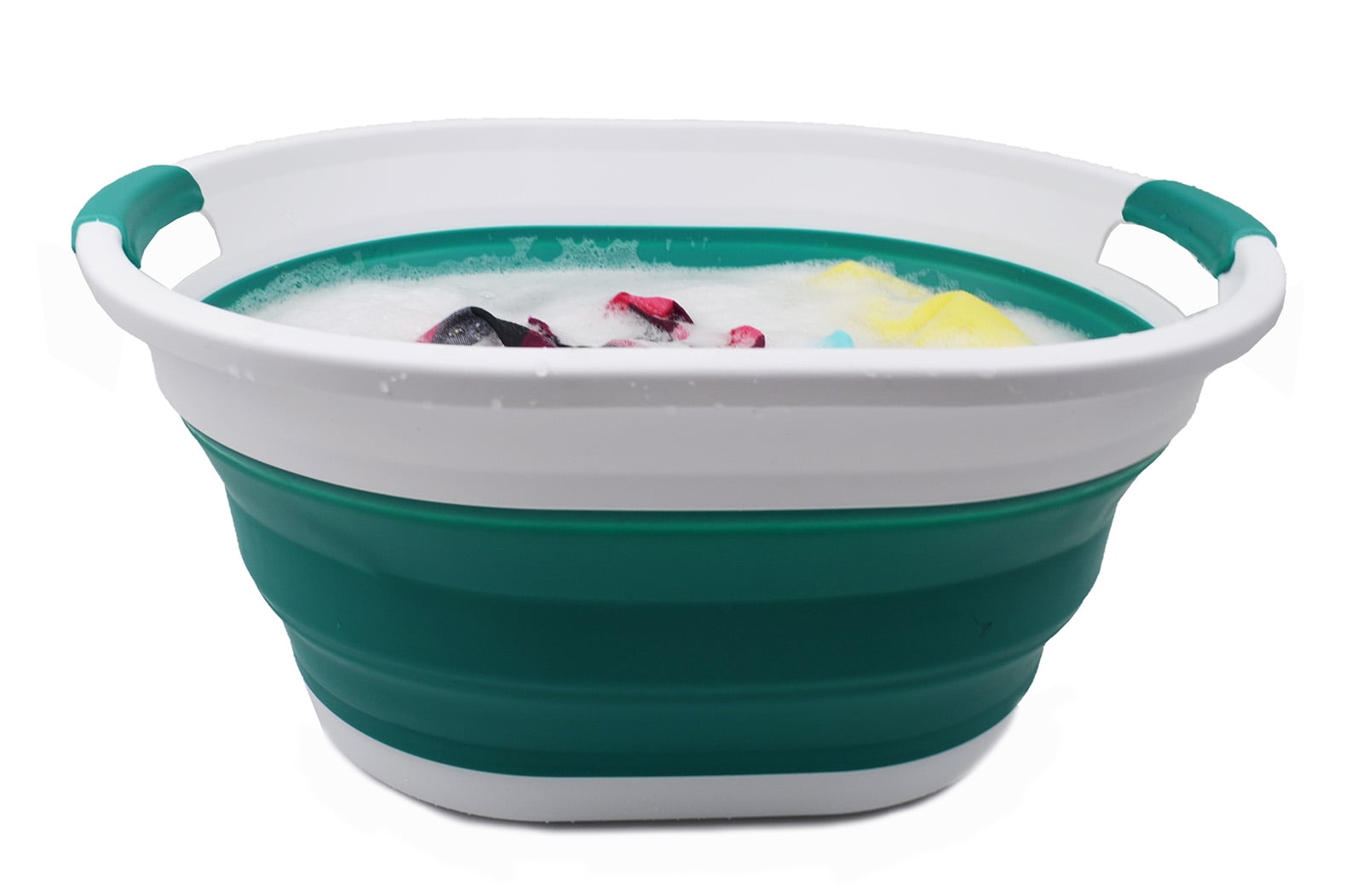 SAMMART 32L (8.4 gallon) Collapsible Plastic Laundry Basket - Foldable Pop Up Storage Container / Organizer - Portable Washing Tub - Space Saving Hamper / Basket, Water Capacity: 24L