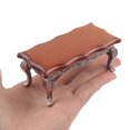 thumbnail image 1 of Exquisite Miniature Coffee Table, Handmade Mini Furniture Walnut Victorian Style, Perfect For 1_12 Scale Dollhouse Living Room Decoration, 1 of 5