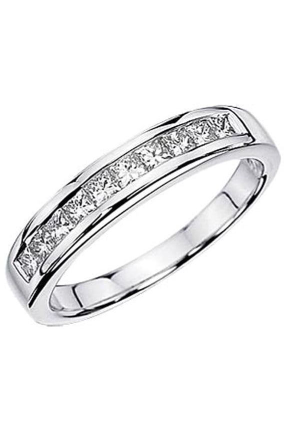 Collection IGI CERTIFIED 0.48 Carat (ctw) 14K Princess Cut Diamond Ladies Stackable Wedding Band 1/2 CT, White Gold