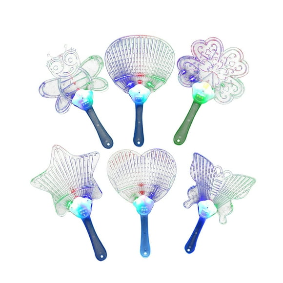 8 Pcs Cartoon LED Hand Fan Light-Up Flashing Flat Hand Fan Colorful LED Flashing Handfan (Mixed Style)