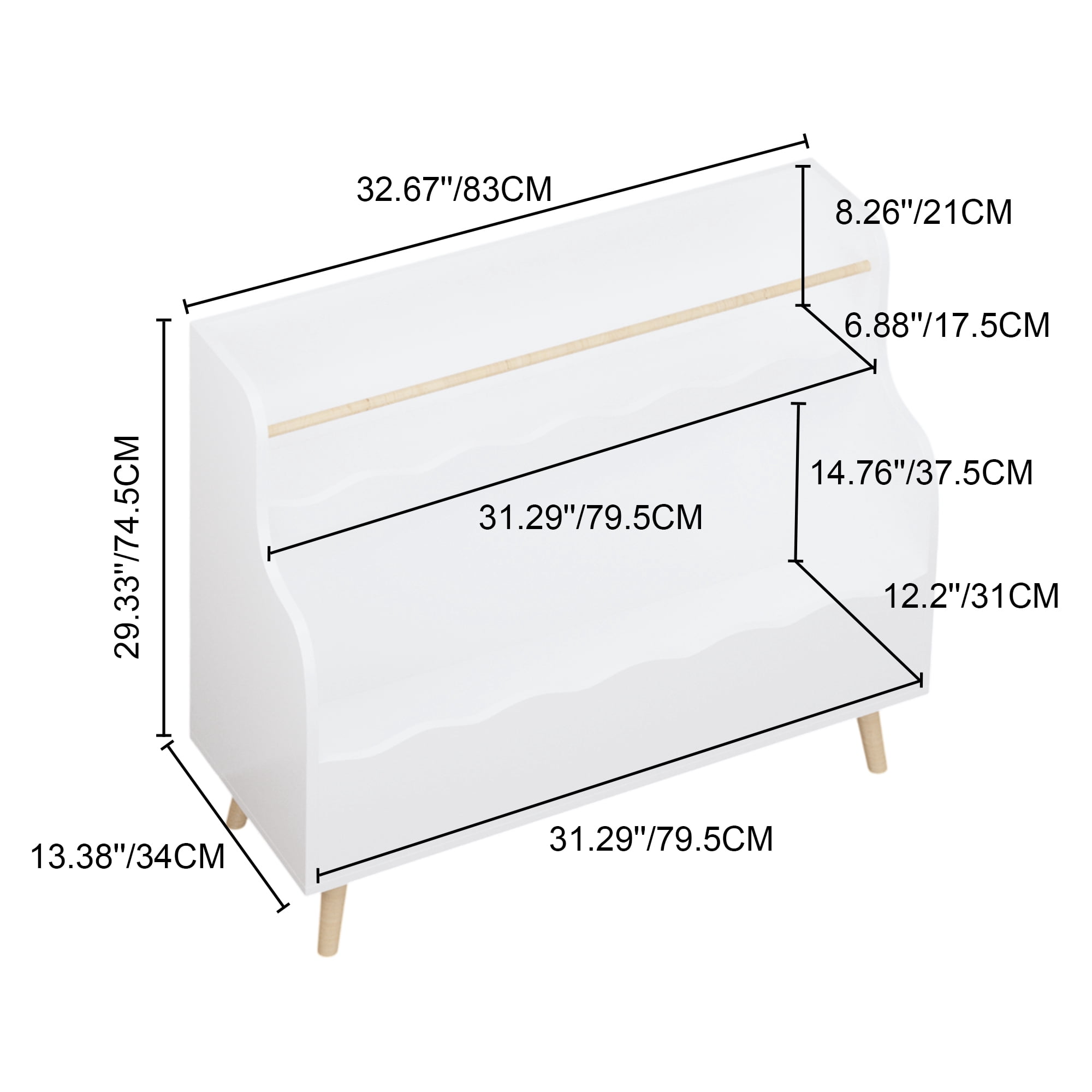 Yoneston Kids Bookcaes, 2-Tier Children's Bookshelf with Toy Storage Organizer for Kids Room,Classroom, Bedroom, White