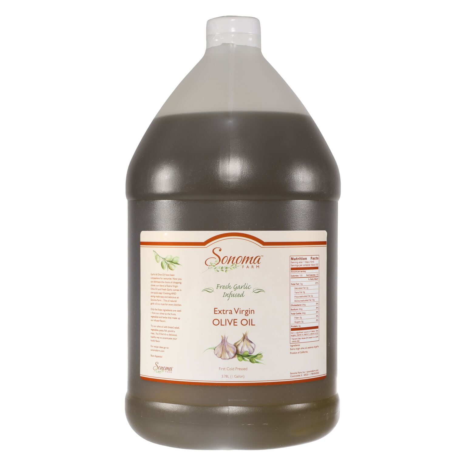 Garlic Infused Extra Virgin Olive Oil Bulk 1 Gallon / 3.8 Liter / 128oz Food Service Walmart
