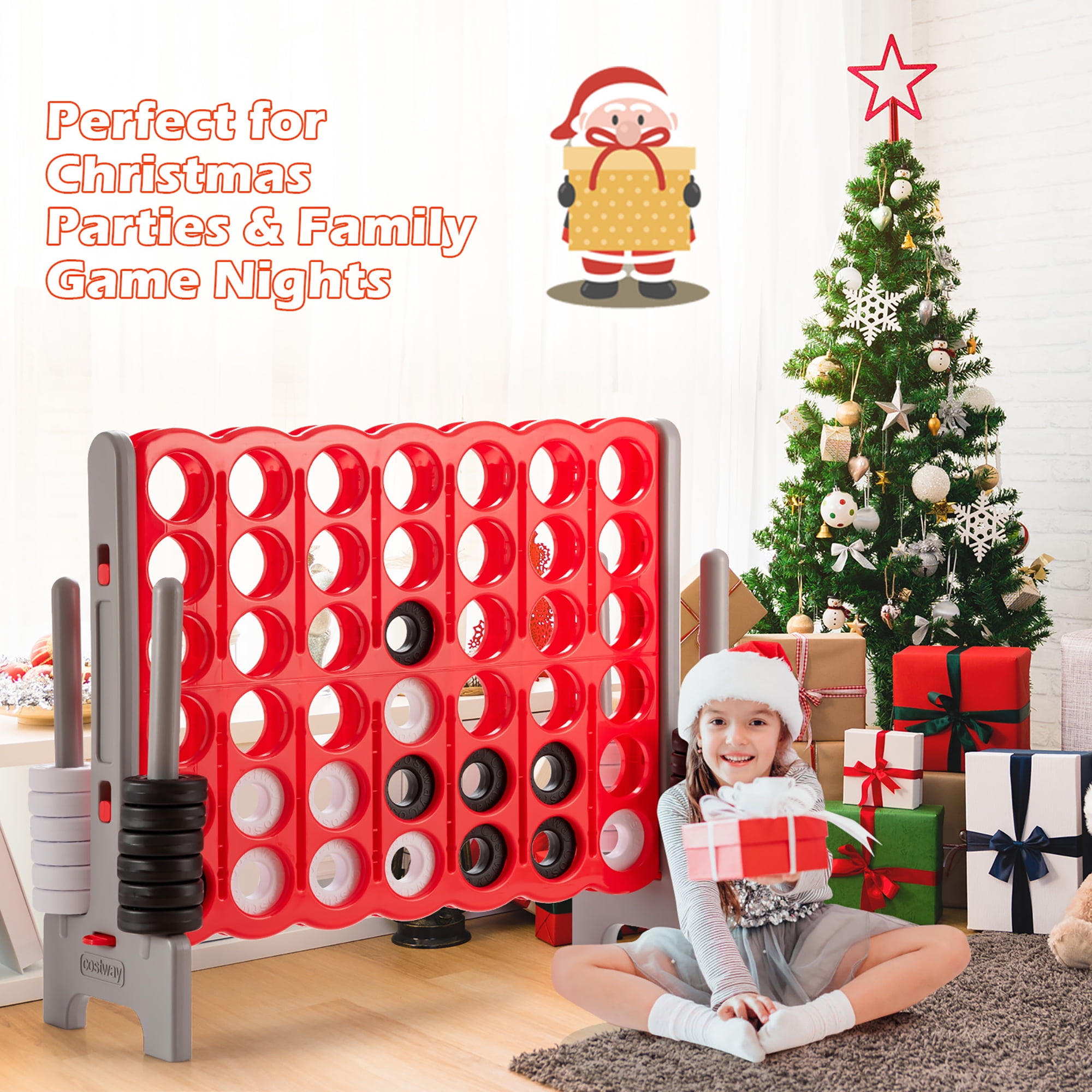 Costway Jumbo 4-to-Score 4 in A Row Game Set Outdoor Indoor Adults Kids Family Fun