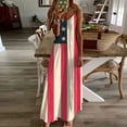thumbnail image 2 of Joau Womens American Flag 4th of July Dresses Star Striped Patriotic Spaghetti Strap Sleeveless Maxi Dress Summer Beach Sundresses, 2 of 5