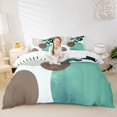 thumbnail image 2 of jejeloiu Calm Abstract Duvet Cover King For Men Women,Serene Print King Bedding,Teal Brown,Reversible,3pcs,1 Duvet Cover and 2 Pillowcases, 2 of 6