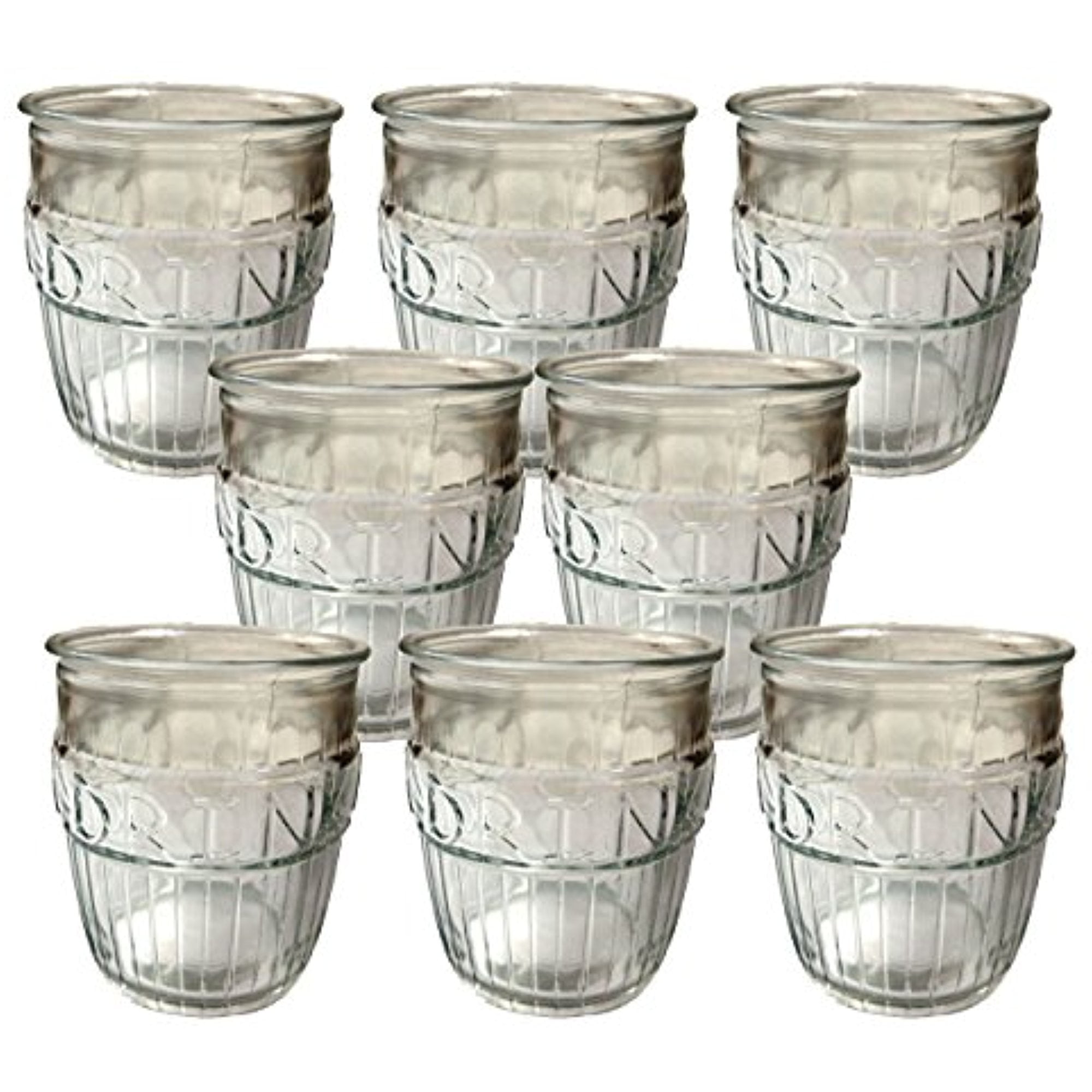 Set Of 8 Circleware Clear Glass 14 Oz Embossed Drink Glasses Set Of 8 0729