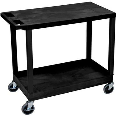 Luxor 988247 E-Series Plastic Utility Tub Cart - 3 Shelf, Black