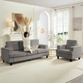 thumbnail image 3 of Mjkone 2-Piece Living Room Furniture Sets, Chenille Couch and Loveseat Set, Modern Sectional Sofa Sets for Living Room, Apartment, 3-Seater + Single Sofa,Light Grey, 3 of 8