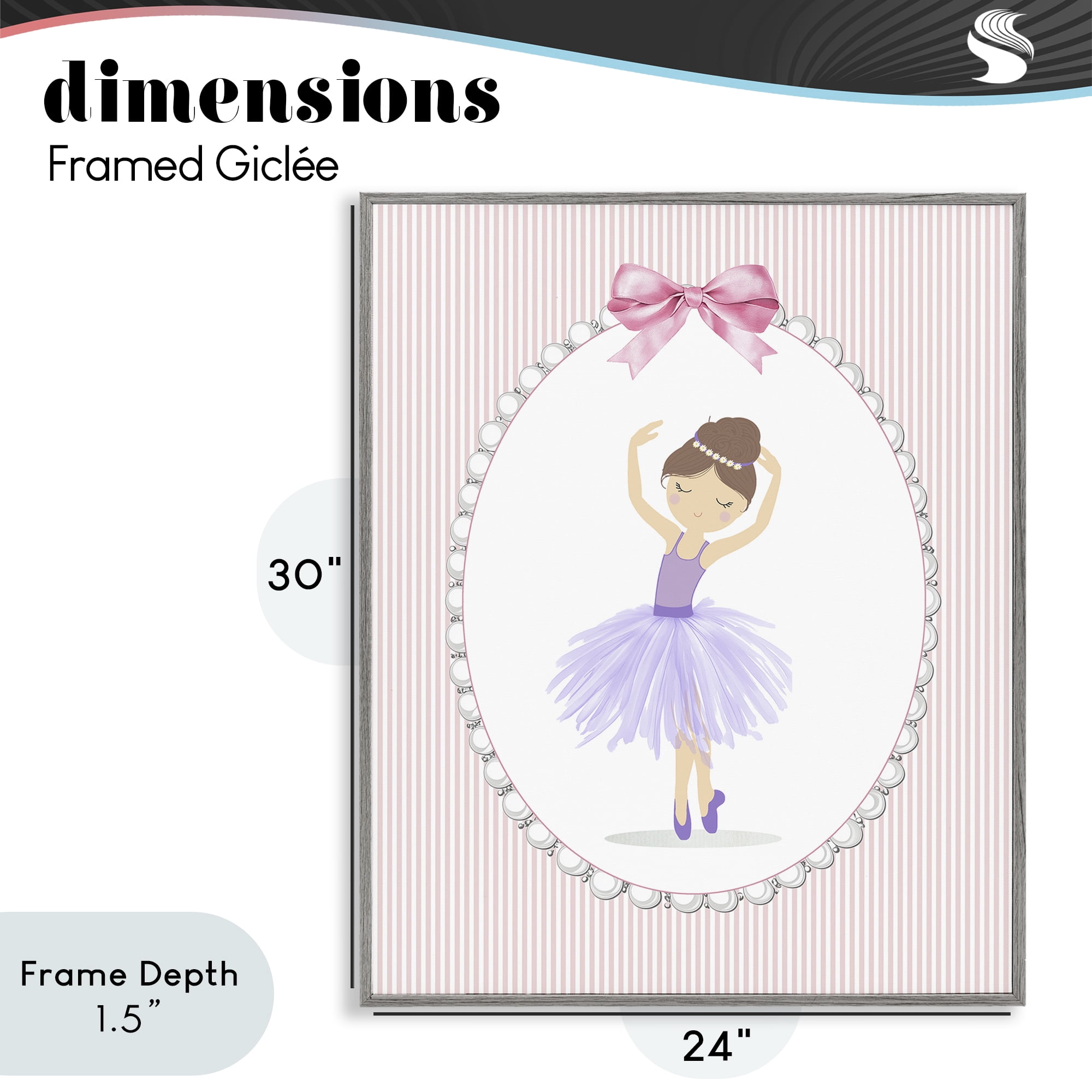 Stupell Industries Graceful Dance on Stripes Gray Framed Giclee Art, design by Christine Simpson Art