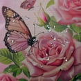 thumbnail image 5 of Orinice Pink Roses Butterfly Bathroom Decor Set, Colorful Luxurious Graphic Print Polyester Fabric Shower Curtain Set with Hooks 60x72, 5 of 7