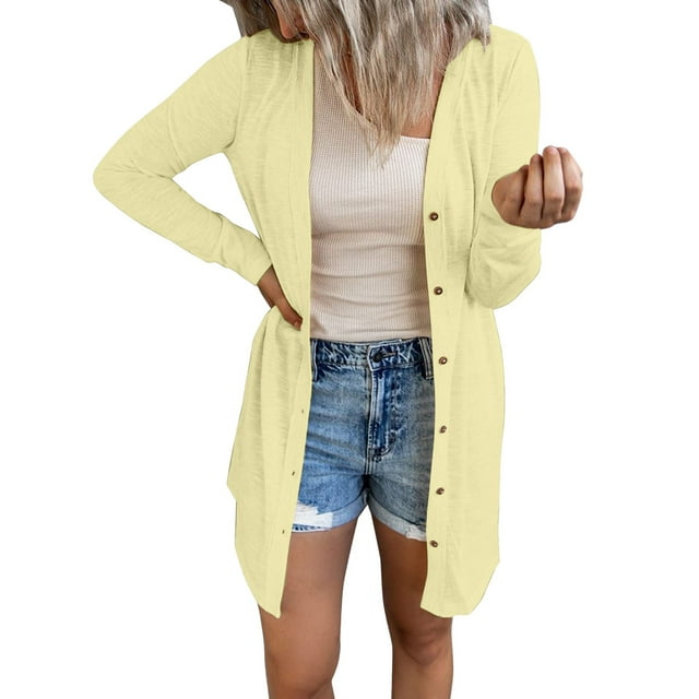 Manteau Femme Automne Hiver Ample à devant Ouvert Pardessus Col Rond Trench à Manches Longues Manteau Tricoté Vêtement d'Extérieur Uni Manteau Mode Chaud Cardigan Mi-Long