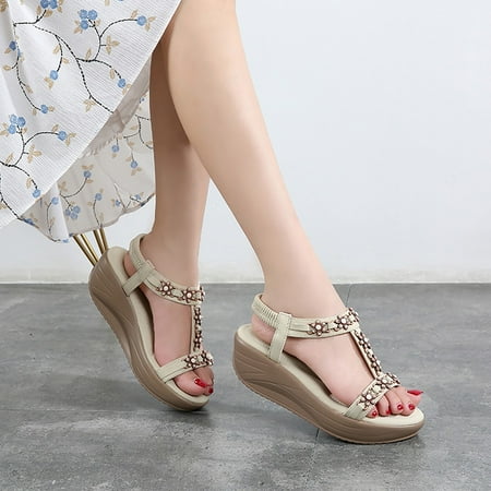 

Women s Ladies Fashion Casual Solid Open Toe Platforms Sandals Beach Shoes Black 6.27911
