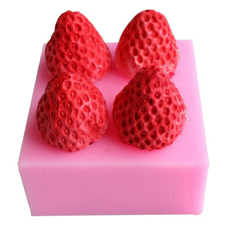 4 Cavity Strawberry Silicone Mold DIY Crafts Mousse Ice Cream Chocolate  Mold Resin Handmade Dripping Scented Candle Mould 