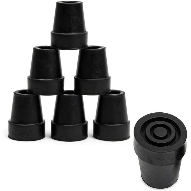 6 Pack 0.5 inches Cane and Walker Rubber Tips Replacement, Black