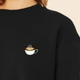 thumbnail image 5 of Dalix Cappuccino Embroidered Fleece Relaxed Boxy Fit Long Sleeve Crewneck Sweatshirt Womens in Black L Large, 5 of 5