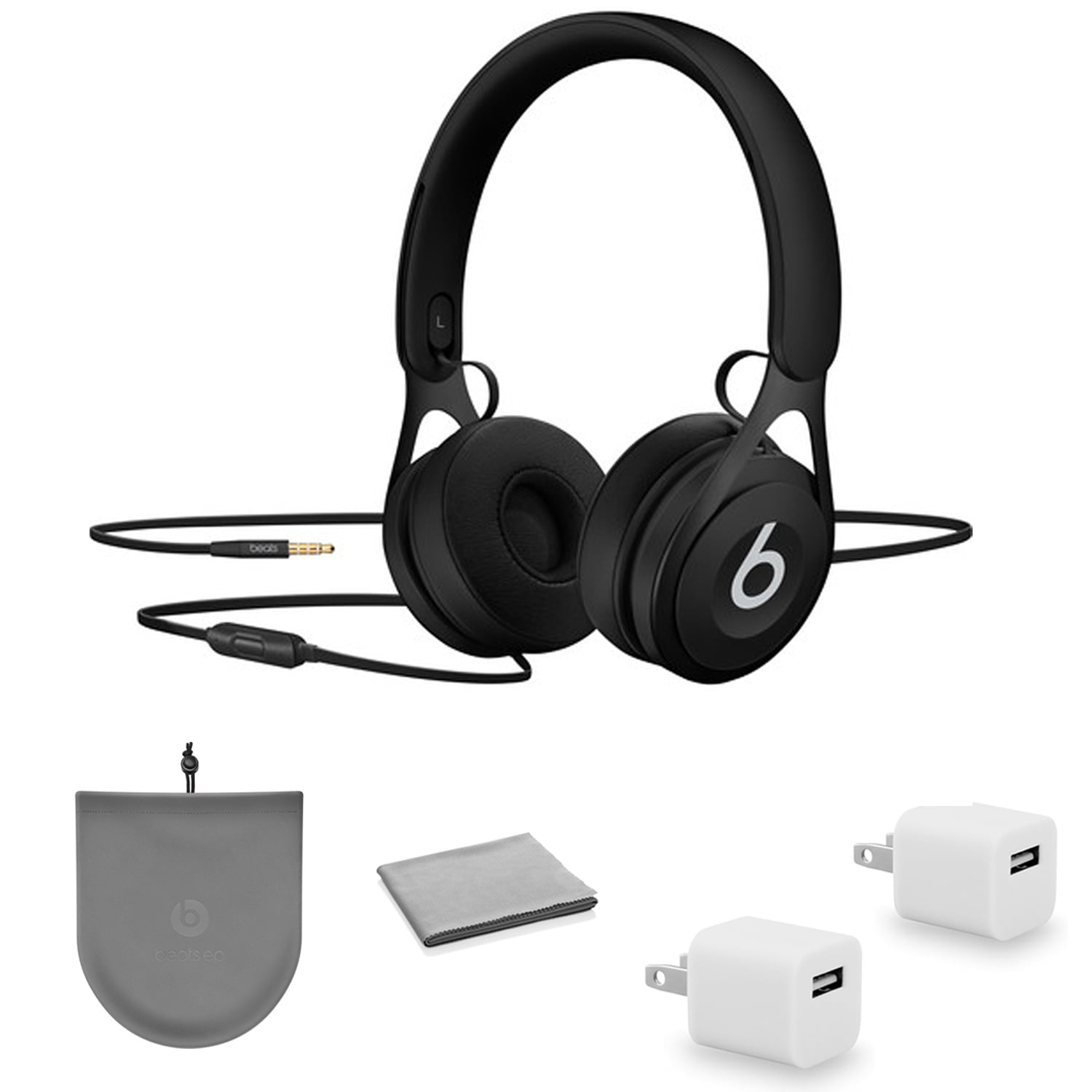 Beats by Dr. Dre EP On-Ear Headphones (Black) ML992LL/A Kit with USB Adapter Cube - Walmart.com