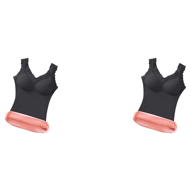 Jumpingount Chaleco térmico Thermo Lingerie Ropa de invierno Forma del cuerpo Lavable Interior Negro 2Conjunto