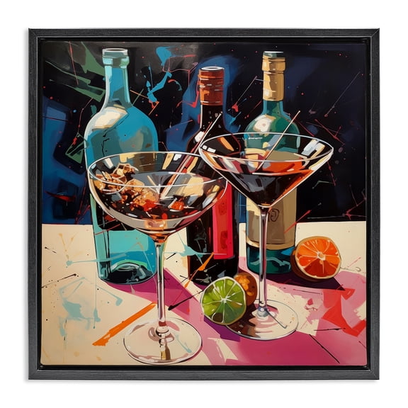 Stupell Industries Glam Artsy Cocktails of Every Sip Black Floating Frame Canvas Art, 18 x 18, by Lazar Studio