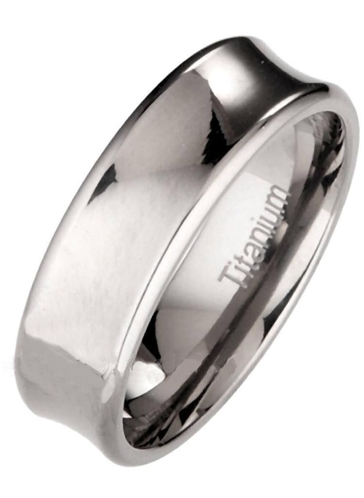 MJ Metals Jewelry 5mm or 7mm Brushed Polished Titanium Wedding Band Comfort Fit Band 