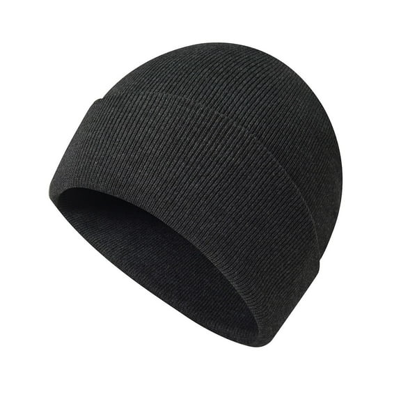 Beanie For Men Women, Knit Cuff Trawler Beanie Watch Hat, Soft Spring Fall Skull Cap Unisex Dark Gray