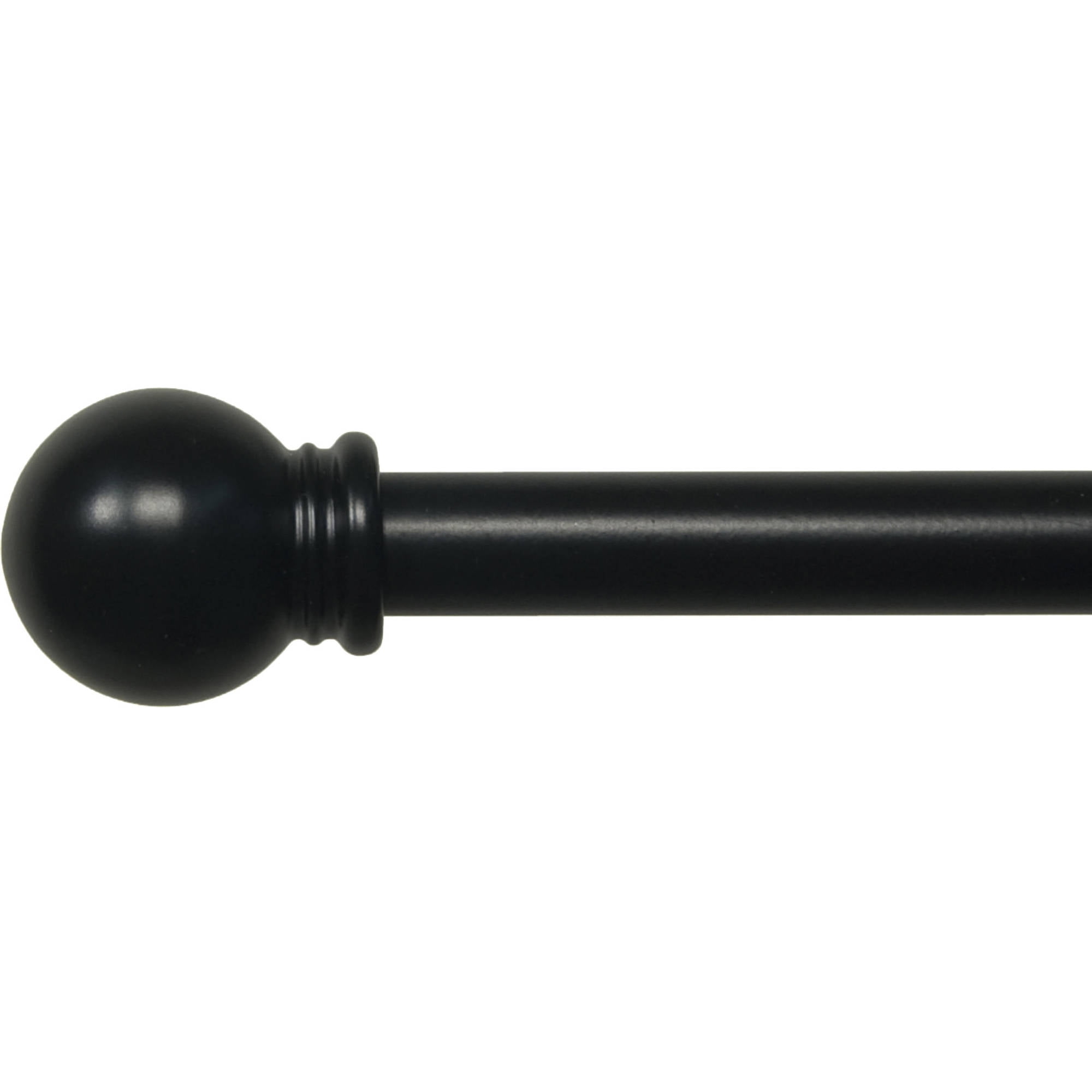 Mainstays 5/8" Black Ball Single Curtain Rod, 28 to 48", Black