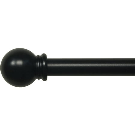 Mainstays 5/8 Inch Black Ball, 28 to 48” Width, Single Curtain Rod