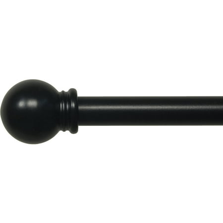 Mainstays 5/8 inch Black Ball, 28 to 48” Width, Single Curtain Rod