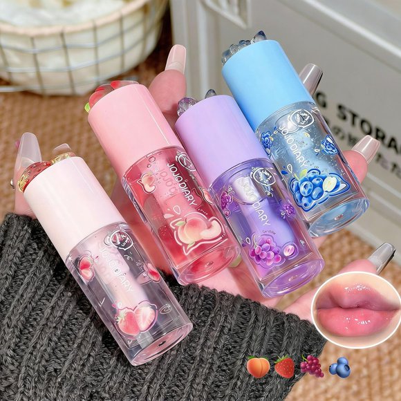 Set de 4 Aceites Labiales Brillantes con Sabor a Fruta Baorder