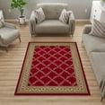 thumbnail image 2 of Ottomanson Trellis Area Rug 5' x 6'6" - Non Slip Low Pile Carpet, Burgundy Red, 2 of 8