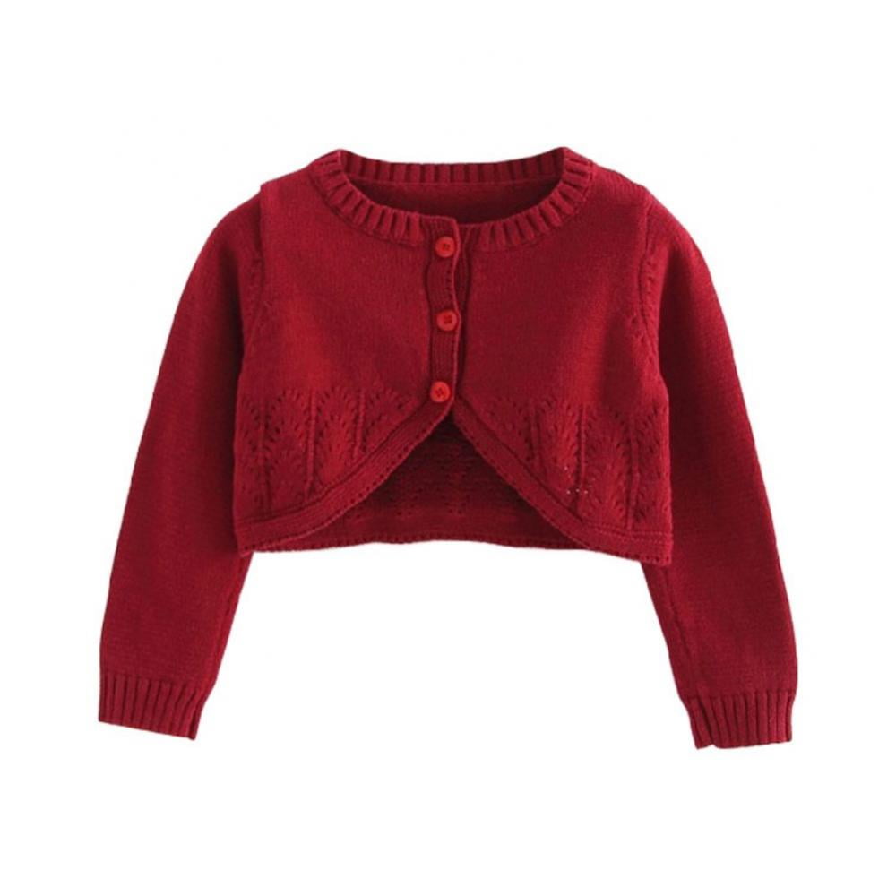 Xmarks Little Girls' Knit Long Sleeve Three Button Closure Bolero Shrug