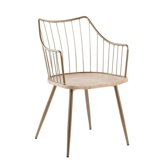 LumiSource Antique Copper Metal, White Washed Wood Winston Chair