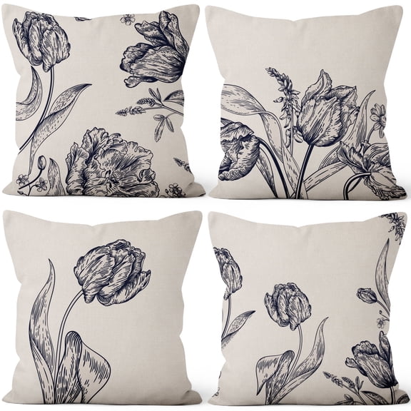 Black and White Pillows Cover 18x18 for Couch,4 Count