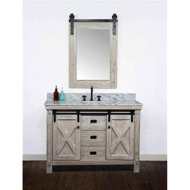 Barn Door Style Single Sink Vanity, Rustic Bathroom Vanity With Top 48 Inch