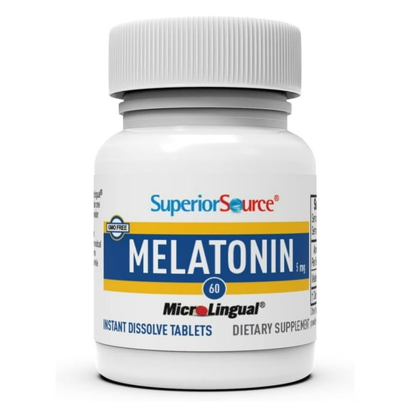 Superior Source Melatonin 5 mg - Healthy Sleep Support Supplement for Adults - Melatonin Formula with Chamomile Aids Relaxation & Restful Sleep - 60 Sublingual Dissolving Tablets