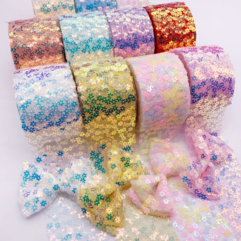 Hesroicy 1 Roll Sequin Ribbon Cuttable Shiny Lightweight Beautiful 10 Yards  Glitter Ribbon Household Supplies 