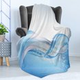 thumbnail image 4 of Abstract Soft Flannel Fleece Throw Blanket, Modern Wavy Ocean Surfer Summertime Themed Bubble Detailed Work of Art, Cozy Plush for Indoor and Outdoor Use, 50" x 70", Pale Blue and White, by Ambesonne, 4 of 5