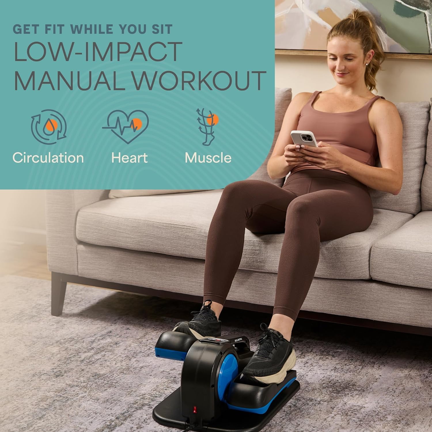 LifePro Under Desk Elliptical Exercise Machine – Seated Pedal Exerciser & Foot Pedal Exercise Machine for Seniors & Adults – Quiet, Portable Ellipse Leg Exerciser for Home or Office