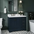thumbnail image 2 of Ariel Stafford 42 Inch Single Left Offset Oval Sink Bathroom Vanity With Carrara White Quartz Countertop 1.5 Edge In Midnight Blue, 2 of 9