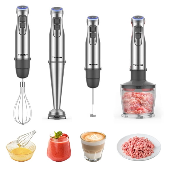 1000W Immersion Hand Blender, Stainless Steel Stick Blender with 12-Speed&Turbo Mode, 5-in-1 Handheld Blender with Chopper, Whisk and Frother