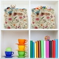 thumbnail image 6 of Floral on Beige Storage Basket Large Foldable Storage Bin Laundry Baskets Toys Box Book Foldable Organizer Bag 14.2x10.2x8.3 Inches 2 PCs, 6 of 8
