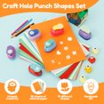 thumbnail image 2 of Ikoopy 10 Pcs Craft Hole Punch with 50 Pcs Colored Papers Creative Hole Puncher for Crafts Convenient Paper Punches for Crafting Ergonomic Scrapbook Punches for Crafts Card Making, 2 of 10