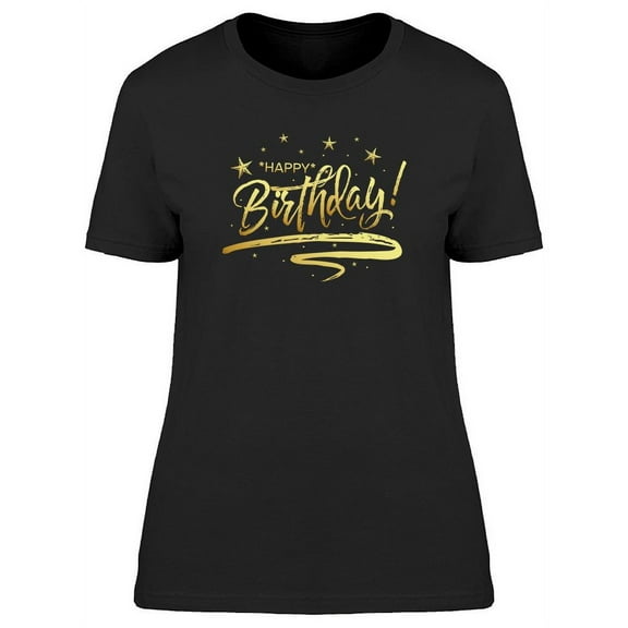 Happy Birthday Yellow Stars T-Shirt Women -Image by Shutterstock, Female XX-Large