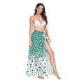 thumbnail image 2 of FORMRS Womens Beach Sarong Semi-Sheer Bikini Wrap Skirt Swimsuit Cover-ups, Green and White Pattern, 2 of 7