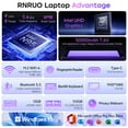 thumbnail image 4 of RNRUO 15.6" Laptop Computer, 12GB DDR5 512G SSD, Intel N95 Quad-Core, Fingerprint Backlit KB, 1080 FHD Display Office 2024 WiFi 6 BT5.3, Windows 11 for Student, Business, Home Office, 4 of 10