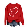 thumbnail image 7 of Blouse Tunics for Womens Fall Loose Fit Crewneck Long Sleeve Cap Drop Shoulder Zipperless Love Printed Pullover Ribbed Knit Top Pullovers(Red,S), 7 of 7