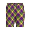 thumbnail image 3 of Picia Mardi Gras Plaid Pajama Shorts for Men, Men's Pajama Bottoms, Sleepwear,Short Pajama Pants-Large, 3 of 9