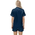 thumbnail image 6 of Xyxonk Pajama Sets for Women 2 Piece Soft Button Silk Satin Pj Set Short Sleeve Shirt and Womens Pajama Pants Classic Lounge Two Piece Sleepwear Navy L, 6 of 7