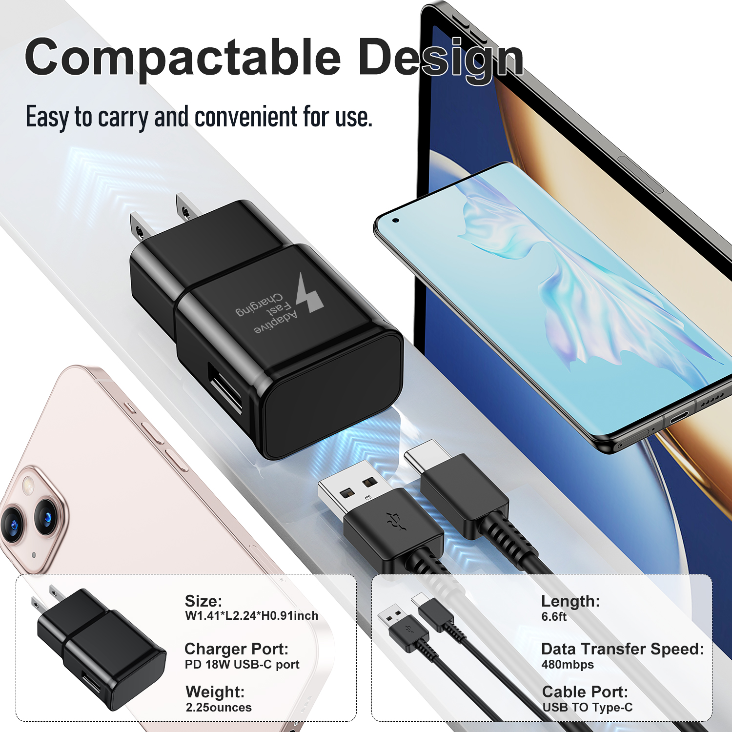 Fashia USB-C Fast Charger, 2 Pack with 6ft Cables photo 7