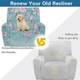 thumbnail image 4 of Xixirimido Cherry Blossom Blue Pattern 4 Piece Recliner Chair Cover Stretch Lazy Boy Chair Covers with Pockets Soft Reclining Sofa Slipcovers Furniture Protector with Elastic Bottom, 4 of 8