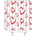 thumbnail image 3 of Valentine''s Day Shower Curtain Red Heart White Background Romantice Sweet Couple Fabric Bathroom Curtain Set with Hooks(36" Wx70 H), 3 of 4